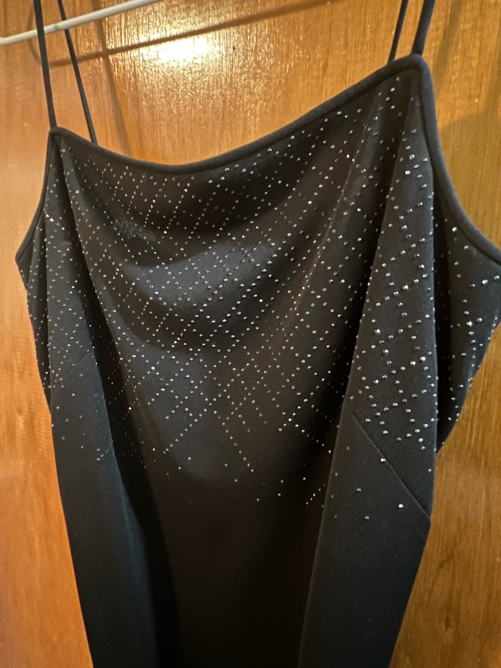 Elegant Black Beaded Spaghetti-Strap Maxi Dress